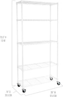 Seville Classics UltraDurable Heavy Duty NSF Solid Steel Wire Rack Storage Unit, Organizer for Garage, Warehouse, Office, Restaurant, Classroom, Kitchen, White, 5-Tier Shelving, 36" W x 14" D by CozyNest Decor