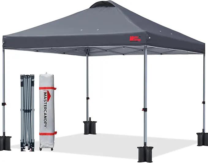 MASTERCANOPY Durable Pop-up Canopy Tent with Roller Bag (8x8, Dark Grey)