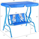 GLACER Porch Swing, Kids Patio Hammock w/Adjustable Canopy & Stand, Safety Belt, 2 Seats Outdoor Swing Bench, Metal Frame Hanging Lounge Chair, Swing Sets for Backyard, Garden, Poolside (Blue Puppy) by TinyTreasures Baby Boutique