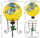 10" Diameter Solar Gazing Ball and 8.5" Metal Stand Indoor Outdoor Glass Globe Sphere Yard Art Ornament Solar Gazing Balls for Garden,Lawn,Porch,Patio Gardening Gift for Women(Yellow) by CozyNest Decor