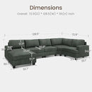 Nolany Sectional Sofa with Storage Ottoman, U Shape Couch with Chaise, Corduroy Modular Sectional Couch for Living Room, Green by CozyNest Decor