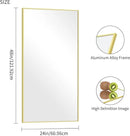 48x24In Gold Bathroom Mirror for Wall, Brushed Gold Rectangle Mirrors with Metal Frame, Bathroom Rectangular Mirror Modern Wall Mirror for Bedroom Living Room, Hangs Horizontal or Vertical by CozyNest Decor
