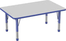 FDP Rectangle Activity School and Classroom Kids Table (30 x 48 inch), Chunky Toddler Legs, Adjustable Height 15-24 inches - Gray Top and Blue Edge by CozyNest Decor