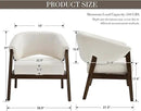 Mid-Century Modern Accent Chair, Comfy Barrel Armchair with Wide Seat, Upholstered Lounge Chair with Walnut Wood Legs for Living Room/Bedroom/Reading Corner, Chenille, Beige, 1PC by CozyNest Decor