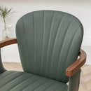 LUNLING Swivel Dining Room Chairs Set of 2, Mid Century Modern Green Faux Leather Kitchen Chairs with Arms,Bamboo Legs Side Chairs No Wheels,Accent Chair for Dining Rooms and Offices by CozyNest Decor