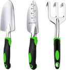 Garden Tool Set, 3 Piece Gardening Tools Includes Garden Trowel, Transplant Trowel and Hand Rake with Non-Slip Ergonomic Handle, Heavy Duty Gardening Kit for Gardening Planting, Gardening Gifts by GreenHaven Gardens