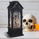 Eldnacele Halloween Ghost Projection Snow Globe Lantern with 6-Hour Timer, Lighted Plug-in & Battery Operated Water Glittering Snowing Globe Lamp for Spooky Fall Halloween Indoor Decoration(Skeleton) by CozyNest Decor
