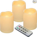 iZAN 3-Pack Outdoor Flameless LED Battery Operated Candles with Remote Waterproof Flickering Electric Pillar Candles for Halloween Chirstmas Home Wedding Party Festival Décor Long Battery Life 3”x4” by GreenHaven Gardens