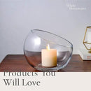 WHOLE HOUSEWARES | Slant Cut Bowl Glass Vase, Width 6.3", Height 5", Clear Terrarium Jar, Candy Jar, Fruit Jar, Floral Container for Wedding Party Event, Home Office Decor, 1 Piece by CozyNest Decor