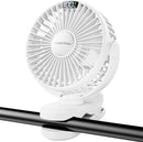 SWEETFULL Portable Clip on Fan - Battery Operated Rechargeable Fan with LED Display, 4 Speeds, Mini Personal Cooling Desk Fan for Golf Cart Travel Camping Gym - White by TinyTreasures Baby Boutique