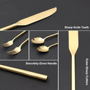 Gold 20 Piece Stainless Steel Silverware Set, Handle Flatware, Modern Mirror Finish Cutlery Set, Service for 4, Dishwasher Safe by CozyNest Decor