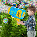 Bubble Gun Bazooka Machine with Solution - 69 Holes Blaster for Outdoor Summer Toy, Party Favors - Blue Bubble Maker Blowers for Kids by TinyTreasures Baby Boutique