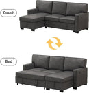 EBELLO Convertible Sleeper Sofa 3 in 1, Faux Leather Modern L-Shaped Couches for Living Room, Pull Out Sectional Futon Sofa Bed with Storage Space, USB Ports and Cup Holders for Bedroom by CozyNest Decor
