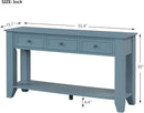 Farmhouse Modern Entryway Console Table 55.4'' Long Entry Sofa Table with Drawers & Storage Shelf for Living Room Hallway, Blue by CozyNest Decor