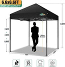 COBIZI 6.6x6.6ft Pop Up Canopy Tent, Heavy Duty Canopy Easy Set up All Weather Waterproof Outdoor Canopy Tent for Parties, Beach, Garden, Camping with 1 Handbag, 3 Adjustable Heights, UPF50+, Black by GreenHaven Gardens