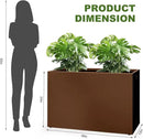 Galvanized Steel Planter Box-No Installation Required Metal Rectangular Block Long Box Planter Modern Outdoor Planters All-Weather Use with Drainage Holes for Patio/Porch, 36×24×12IN（Brown） by CozyNest Decor