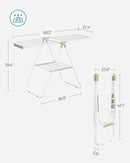 SONGMICS Clothes Drying Rack, with Sock Clips, Metal Laundry Rack, Foldable, Space-Saving, Free-Standing Airer, with 2 Height-Adjustable Gullwings, Indoor Outdoor Use, White and Green ULLR052C01 by TinyTreasures Baby Boutique