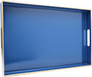 Spsyrine Blue Decorative Serving Tray with Handles, Elegant Plastic Coffee Table Tray for Ottoman, Living Room, Home Decor 15.6" X 10.2" by CozyNest Decor