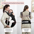 BabbleRoo Grow Carrier – Safety-Certified 6-in-1 Baby Carrier with Hip Seat, Ergonomic & Adjustable Toddler Carrier 7-50 lbs with Hip Support, Hood for Sun Protection, Newborn to Toddler, Black by TinyTreasures Baby Boutique