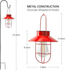 Solar Lights Lantern Lamp with Shepherd Hook, Solar Metal Lanterns, Outdoor Lights Decor,Edison Bulb Lights for Garden ,Outside Decor for Pathways,Patio, Lawn, or Landscaping(Red) by GreenHaven Gardens