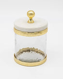 Godinger Canister Storage Container, Glass Storage Canister, Marble with Gold Band - 4x4 by CozyNest Decor