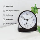 Small Desk Analog Alarm Clock Battery Powered Mini Metal Nightstand Shelf Clock with Light Side Table Decor Mid Century Cute Alarm Clock for Heavy Sleepers Bedrooms Desktop Living Room Bathroom by CozyNest Decor
