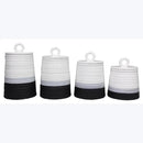 Young's Inc. 4 Pcs Set Rustic Modern Ceramic Canisters- Storage Container for Kitchen and Bathroom - Beautiful Home Decor Accent to Store Food, Coffee, Tea, and More - Black, White by CozyNest Decor