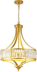 Modern Gold Crystal Chandelier, 20 Inch Large Ceiling Pendant Light Fixture with 50'' Adjustable Hanging Chain, 5-Light Farmhouse Chandelier for Dining Room, Living Room, Bedroom, Entryway by CozyNest Decor