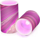 Flickering Flameless Candles, Fuchsia Gold Fluid Marble LED Candles with Remote Timer, Set of 2 Battery Operated Candle for Valentine Wedding Birthday by GreenHaven Gardens