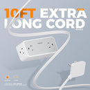 Surge Protector Power Strip, TESSAN Flat Plug Extension Cord 10 FT with 4 Wide Spaced AC Outlets, 900J Protection, Wall Mountable Charging Station for Home Office School Dorm Room Essentials by TinyTreasures Baby Boutique