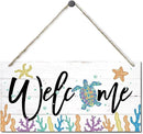 Welcome Decor Sign, Hanging Wood Sign Home Decorative, Printed Wood Wall Art Sign, Ocean Style Welcome Sign, Porch Decor, Farmhouse Front Door Wall Art Sign, Beach House Home Decor Sign 12 * 6inch by CozyNest Decor