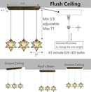 Glass Glam Chandelier 3 Lights Star Pendants Light Fixture for Dining Table Kitchen Island Modern Ceiling Hanging Lights Included LED Warm Light Bulbs Oiled Bronze by CozyNest Decor
