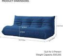 Luxury Sofa Couch Chair, Lazy Floor Seating, Fireside Bean Bag Chair, Ergonomic Tatami Sofa Lounger for Living Room, Bedroom, Office, 3 Seat, Blue by CozyNest Decor