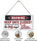 Rustic Warning Gate Plaque - Decorative Wooden Pig Sign for Farm Fence & Wall Gate Decor by CozyNest Decor
