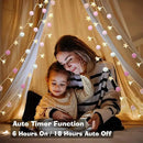 9.85Ft Fairy Lights 20 Cute Pink Pompoms 20 LEDs Cherry Blossom String Garland Battey Operated with Timer Flower Lights for Bedroom Kids Room Party Birthday Wedding Valentines Decoration by CozyNest Decor