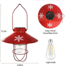 pearlstar Solar Lantern Outdoor Hanging Light Metal Solar Lamp with Warm White Edison Bulb Design for Christmas Holiday Home Garden Yard Patio Proch Decor (Red)