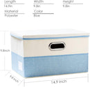 PRANDOM Collapsible Storage Bin with Lid [3-Pack] Fabric Foldable Storage Box Organizer Container Basket Cube with Cover for Home Bedroom Closet Office Nursery Blue&Cream(14.9x9.8x9.8) by TinyTreasures Baby Boutique
