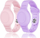 Kids Waterproof Airtag Bracelet Compatible with Apple AirTag, Hidden Silicon Protective Case for Air Tag GPS Tracker Holder, Adjustable Anti-Lost Watch Band for Toddler Child (Pink & Purple) by TinyTreasures Baby Boutique