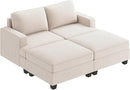 Nolany Corduroy Sectional Couch with Storage Ottoman, Sleeper Sectional Sofa, Modular Sectional Couches for Living Room, Beige by CozyNest Decor