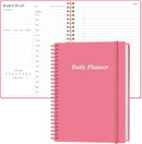 Daily Planner Undated - B5 To Do List Notebook Hourly Schedules, Spiral Appointment Planner for Women and Men, PVC Hardcover, Inner Pocket, Elastic Closure, 7" x 10", Pink by TinyTreasures Baby Boutique