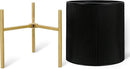 ARNIS Modern Plant Pots, Set of 2 Round Large Planters with Stand, Large Size Metal Pots with Drainage Holes for Living Room, Office, Garden or Balcony, 10.5 &12.25 Inch, Black & Gold by CozyNest Decor