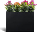 Metal Rectangular Planter Box Tall Planters for Outdoor Plants Modern Heavy Duty with Drainage Holes for Outside Indoor Patio Deck - Black, 32”x 12”x 24” by GreenHaven Gardens