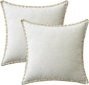 MIULEE Pack of 2 Christmas Pillow Covers 20x20 Inch Pure White Farmhouse Decorative Throw Pillow Covers with Stitched Edge Soft Chenille Solid Dyed Couch Pillow Covers for Sofa Bed Living Room by CozyNest Decor