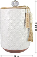 Youngs 21207 Ceramic Canister with Wood Lid and Silicon Seal, Crystal Knob and Blessing Bead Tassel Accent, 4-piece Set by CozyNest Decor