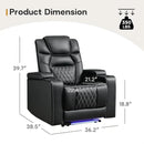ANJ Power Recliner Chair with USB Port, Electric PU Leather Home Theater Seating for Living Room, Movie Reclining Chairs with Blue Ambient Lighting, Hidden Arm Storage, Cup Holders (Black) by CozyNest Decor