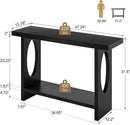 BECHAEO 47-Inch Modern Narrow Console Tables with Solid Wood Veneer - 2’’ Thickened Tabletop, 2-Tier Slim Sofa Table Behind Couch, Rectangle Entryway Table for Hallway Living Room, Black Oak by CozyNest Decor