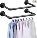 Industrial Pipe Clothes Rack Set of 2, 21” Heavy Duty Wall Mounted Clothing Rack Multi-Purpose Garment Bar, Space-Saving Hanging Rod for Laundry Room,Closet Storage by CozyNest Decor