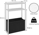 Narrow Side Table, Slim End Tables with Fabric Basket, Skinny Table for Small Spaces, Thin Bedside Table for Living Room, Bedroom, White, ZBZ01 by CozyNest Decor