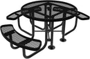Heavy-Duty Portable Outdoor Picnic Table with Umbrella Hole, Expanded Metal Patio Dining Furniture Made in America (46" Round Top, Textured Black) by CozyNest Decor