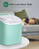 Silonn Countertop Ice Maker, 9 Cubes Ready in 6 Mins, 26lbs in 24Hrs, Self-Cleaning Ice Machine with Ice Scoop and Basket, 2 Sizes of Bullet Ice for Home Kitchen Office Bar Party, Green by CozyNest Decor